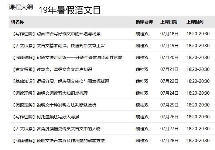 初二语文 学而思2019暑