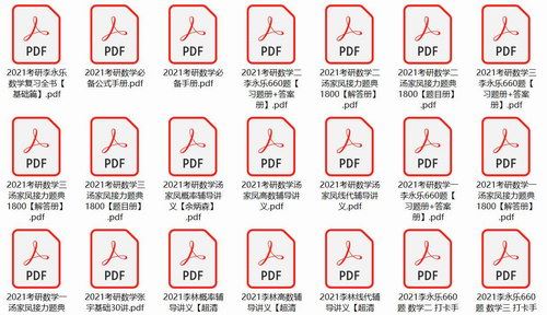 2021考研数学电子书（李永乐、汤家凤、杨超、张宇等）(4.79G）百度网盘 